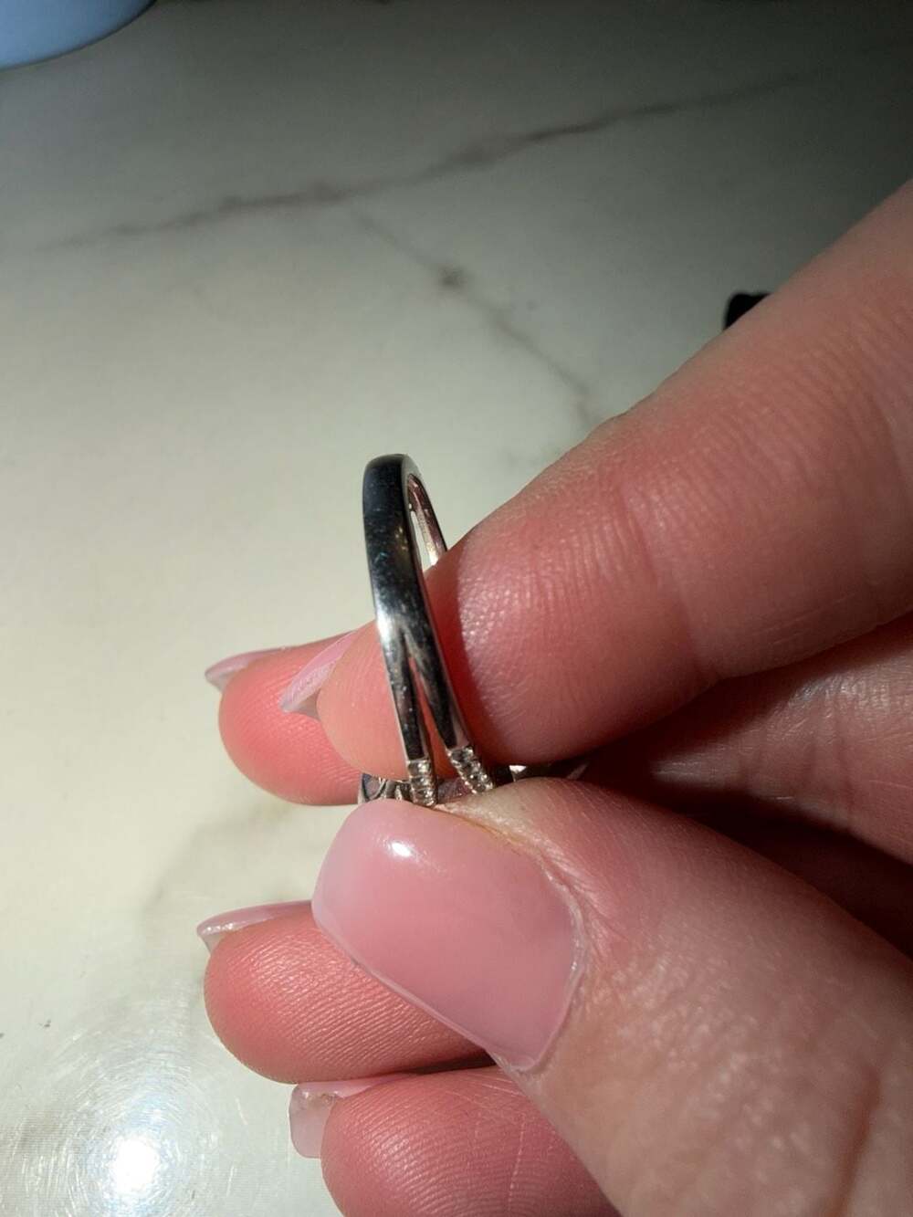 Pear Cut Double Halo Split Shank Sterling Silver Ring Size 6.5-7 - Picture 11 of 12